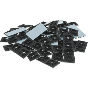 Thomas & Betts Black, Nylon, Four Way Cable Tie Mounting Pad 1" Long x 0.215" High x 1" Wide Adhesive Back MPNY-1000-0-C - 36744795