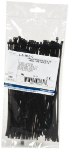 Thomas & Betts 8" Long Black Nylon Standard Cable Tie 18 Lb Tensile Strength, 1.13mm Thick, 2" Max Bundle Diam L-8-18-0-C - 73125114