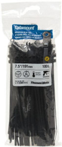 Thomas & Betts 7-1/2" Long Black Nylon Mountable Cable Tie 50 Lb Tensile Strength L-7-50MH-0-C - 73125346