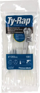 Thomas & Betts 8" Long Natural (Color) Nylon Standard Cable Tie 18 Lb Tensile Strength, 50.8mm Max Bundle Diam TY5232M - 54065867
