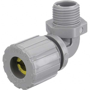 Hubbell Wiring Device-Kellems 0.63 to 0.75" Liquidtight Elbow Strain Relief Cord Grip 3/4 NPT, 2.81" OAL, Nylon NHC1037CR - 96194980