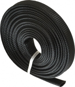 Techflex Black Braided Expandable Cable Sleeve 10 ft. Coil Length, -103 to 257°F CCP0.50BK10 - 03080272
