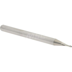 Accupro 1/32" Diam, 3/32" LOC, 2 Flute Solid Carbide Ball End Mill Uncoated, Single End, 1-1/2" OAL, 1/8" Shank Diam, Spiral Flute 12183890 - 07760143