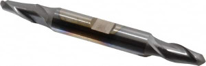 Cleveland 9/32" Diam, 9/16" LOC, 2 Flute High Speed Steel Ball End Mill TiCN Finish, Double End, 3-3/8" OAL, 3/8" Shank Diam, Spiral Flute C39163 - 87404430