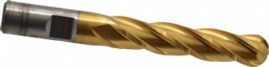 Cleveland 1/2" Diam, 2" LOC, 4 Flute High Speed Steel Ball End Mill TiN Finish, Single End, 4" OAL, 1/2" Shank Diam, Spiral Flute C33329 - 87416798