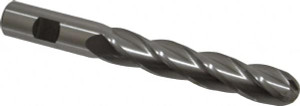 Cleveland 3/4" Diam, 4" LOC, 4 Flute High Speed Steel Ball End Mill Uncoated, Single End, 6-1/4" OAL, 3/4" Shank Diam, Spiral Flute C33349 - 87406575