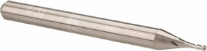 Hertel 1/32" Diam, 3/32" LOC, 4 Flute Solid Carbide Ball End Mill Uncoated, Single End, 1-1/2" OAL, 1/8" Shank Diam E599924510 - 59926154