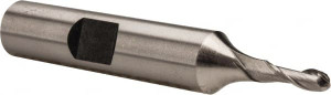 Hertel 1/8" Diam, 3/8" LOC, 2 Flute Cobalt Ball End Mill Uncoated, Single End, 2-5/16" OAL, 3/8" Shank Diam, Spiral Flute E2110008 - 91193219