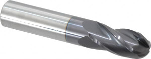 Hertel 5/8" Diam, 1-1/4" LOC, 4 Flute Solid Carbide Ball End Mill AlTiN Finish, Single End, 3-1/2" OAL, 5/8" Shank Diam EM250040 - 59906974