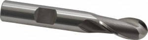 OSG 3/8" Diam, 3/4" LOC, 2 Flute Cobalt Ball End Mill Uncoated, Single End, 2-1/2" OAL, 3/8" Shank Diam, Spiral Flute 5210500 - 75028126