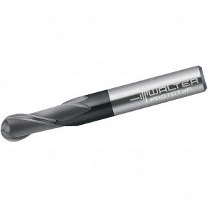 Walter Prototyp 1/4" Diam, 6.35mm LOC, 2 Flute Solid Carbide Ball End Mill TiAlN Finish, Single End, 63.5mm OAL, 1/4" Shank Diam, Spiral Flute 5543782 - 36213791