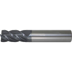 Accupro 1/2" Diam 4 Flute Solid Carbide 0.015" Corner Radius End Mill AlTiN+ Finish, 2-1/2" OAL, 5/8" LOC, 1/2" Shank Diam, 40° Helix, RH Cut, RH Flute, Centercutting 14556424 - 19251925