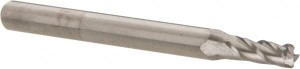 Accupro 3/32" Diam 4 Flute Solid Carbide 0.015" Corner Radius End Mill Uncoated, 1-1/2" OAL, 9/32" LOC, 1/8" Shank Diam, 30° Helix, RH Cut, RH Flute, Centercutting 12176912 - 58716440