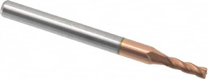 Accupro 5/64" Diam 4 Flute Solid Carbide 0.005" Corner Radius End Mill TiCN Finish, 1-1/2" OAL, 1/4" LOC, 1/8" Shank Diam, 30° Helix, RH Cut, RH Flute, Centercutting 12176904 - 58716622