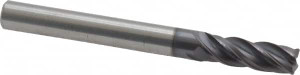 Accupro 1/4" Diam 4 Flute Solid Carbide 0.01" Chamfer Width Corner Chamfer End Mill AlTiN Finish, 2-1/2" OAL, 3/4" LOC, 1/4" Shank Diam, Variable° Helix, RH Cut, RH Flute, Centercutting 4462500C11 - 04490520