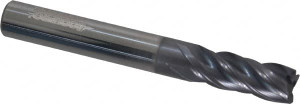 Accupro 5/16" Diam 4 Flute Solid Carbide 0.01" Chamfer Width Corner Chamfer End Mill AlTiN Finish, 2-1/2" OAL, 13/16" LOC, 5/16" Shank Diam, Variable° Helix, RH Cut, RH Flute, Centercutting 4463125C11 - 04490538
