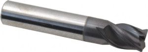 Accupro 7/16" Diam 4 Flute Solid Carbide 0.015" Chamfer Width Corner Chamfer End Mill AlTiN Finish, 2-1/2" OAL, 9/16" LOC, 7/16" Shank Diam, Variable° Helix, RH Cut, RH Flute, Centercutting 446TS4375C11 - 82892373