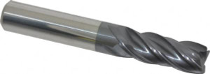 Accupro 3/8" Diam 4 Flute Solid Carbide 0.015" Chamfer Width Corner Chamfer End Mill AlTiN Finish, 2-1/2" OAL, 1" LOC, 3/8" Shank Diam, Variable° Helix, RH Cut, RH Flute, Centercutting 4463750C11 - 04490546