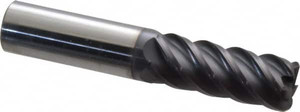 Accupro 5/8" Diam 5 Flute Solid Carbide 0.09" Corner Radius End Mill AlTiN Finish, 3-1/2" OAL, 1-5/8" LOC, 5/8" Shank Diam, 45° Helix, RH Cut, RH Flute, Centercutting 5456250090C11 - 65849069