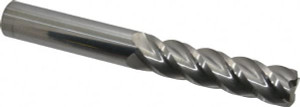 Accupro 3/4" Diam 4 Flute Solid Carbide 0.09" Corner Radius End Mill Uncoated, 6" OAL, 3" LOC, 3/4" Shank Diam, 40° Helix, RH Cut, RH Flute, Centercutting 12183371 - 76491760