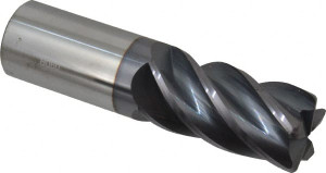 Accupro 1" Diam 5 Flute Solid Carbide 0.09" Corner Radius End Mill AlTiN Finish, 4" OAL, 2" LOC, 1" Shank Diam, Variable° Helix, RH Cut, RH Flute, Centercutting 5461000090C11 - 43163120