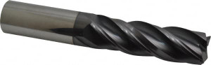 Accupro 1" Diam 4 Flute Solid Carbide 0.02" Chamfer Width Corner Chamfer End Mill AlTiN Finish, 6" OAL, 3-1/4" LOC, 1" Shank Diam, Variable° Helix, RH Cut, RH Flute, Centercutting 446L1000C11 - 84327964