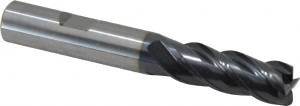 Guhring 1/2" Diam 4 Flute Solid Carbide 0.04" Corner Radius End Mill Super-A Finish, 3-1/2" OAL, 1-1/4" LOC, 1/2" Shank Diam, 35/38° Helix, RH Cut, RH Flute, Centercutting 9038760127050 - 89479273