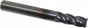 Kennametal 5/16" Diam 4 Flute Solid Carbide 0.015" Chamfer Width Corner Chamfer End Mill AlTiN Finish, 2-1/2" OAL, 3/4" LOC, 5/16" Shank Diam, Variable° Helix 4047744 - 44194488