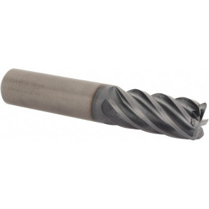 Kennametal 1/2" Diam 6 Flute Solid Carbide 0.03" Corner Radius End Mill AlTiN Finish, 4" OAL, 2" LOC, 1/2" Shank Diam, 38° Helix, RH Cut, RH Flute, Centercutting 5120433 - 33241688