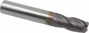 Niagara Cutter 7/16" Diam 4 Flute Solid Carbide 0.09" Corner Radius End Mill TiAlN Finish, 2-3/4" OAL, 1" LOC, 7/16" Shank Diam, 30° Helix, RH Cut, RH Flute, Centercutting 17007162 - 59470278
