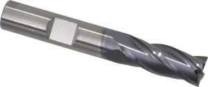 RobbJack 3/8" Diam 4 Flute Solid Carbide 0.005 to 0.007" Chamfer Width Corner Chamfer End Mill AlTiN Finish, 2-1/2" OAL, 7/8" LOC, 3/8" Shank Diam, 30° Helix, RH Cut, RH Flute, Centercutting ST-434-12-A - 03516127