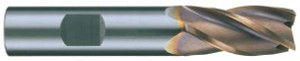 RobbJack 5/8" Diam 4 Flute Solid Carbide 0.009 to 0.011" Chamfer Width Corner Chamfer End Mill TiCN Finish, 3-1/2" OAL, 1-1/4" LOC, 5/8" Shank Diam, 30° Helix, RH Cut, RH Flute, Centercutting ST-434-20-C - 03515855