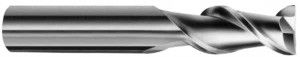 KYOCERA SGS 3/8" Diam 2 Flute Solid Carbide 0.015" Corner Radius End Mill Uncoated, 2-1/2" OAL, 9/16" LOC, 3/8" Shank Diam, 45° Helix, RH Cut, RH Flute, Centercutting, 1-1/8" Extended Reach 91252 - 00391755