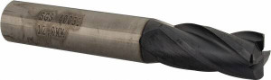 KYOCERA SGS 12mm Diam 4 Flute Solid Carbide 1.5mm Corner Radius End Mill AlTiN Finish, 2-61/64" OAL, 0.984" LOC, 12mm Shank Diam, 30° Helix, RH Cut, RH Flute, Centercutting 40031 - 40242646