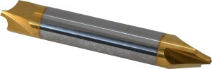 Accupro 0.14" Radius, 3/8" Diam, 2 Flute Solid Carbide Corner Rounding End Mill Double End, TiN Finish, 2-1/2" OAL, 3/8" Shank Diam 12179330 - 01177112