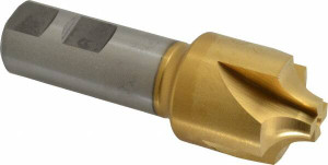 Hertel 3/8" Radius, 1-1/4" Diam, 4 Flute Cobalt Corner Rounding End Mill Single End, TiN Finish, 3-3/4" OAL, 7/8" Shank Diam 23094 - 79563037