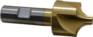 KEO 1/2" Radius, 1-1/2" Diam, 4 Flute High Speed Steel Corner Rounding End Mill Single End, TiN Finish, 3-7/8" OAL, 3/4" Shank Diam 14341 - 33018714
