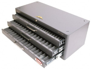 Huot 3 Drawer, 2 to 25mm End Mill Diam, Steel End Mill Storage 26" Wide x 12" Deep x 9-5/16" High, 68 Compartments 13375 - 01512516