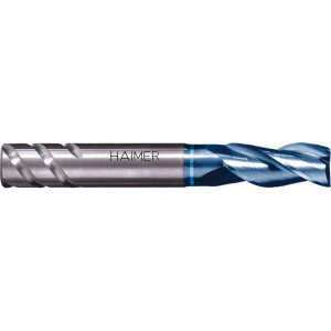 HAIMER 3/32" Diam 3-Flute 35° Solid Carbide Square Roughing & Finishing End Mill AlTiN Finish, 3/16" LOC, 2" OAL, 1/4" Shank Diam, Regular Length F1003NNL3/32ZSA - 42376129