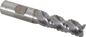 Cleveland 5/8" Diam, Coarse Pitch, 1-5/8" LOC, 3 Flute Powdered Metal Corner Radius Roughing End Mill TiCN Finish, 3-3/4" OAL, 5/8" Shank Diam, Single End, Centercutting, 42° Helix C40017 - 87452751