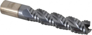 Cleveland 1" Diam, Coarse Pitch, 4" LOC, 3 Flute Powdered Metal Corner Radius Roughing End Mill TiCN Finish, 6-1/2" OAL, 1" Shank Diam, Single End, Centercutting, 42° Helix C40023 - 87452819