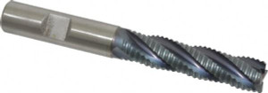 Hertel 1/2" Diam, Coarse Pitch, 2" LOC, 4 Flute Cobalt Roughing Square End Mill TiCN Finish, 4" OAL, 1/2" Shank Diam, Single End, Centercutting, 30° Helix 41120635 - 41120627