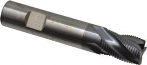 RobbJack 3/4" Diam, Fine Pitch, 1" LOC, 4 Flute Solid Carbide Roughing Square End Mill AlTiN Finish, 4" OAL, 3/4" Shank Diam, Single End, Centercutting, 30° Helix STR-401-24-A - 01717107