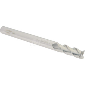Accupro 1/2", 1-1/2" LOC, 1/2" Shank Diam, 6" OAL, 3 Flute, Solid Carbide Square End Mill Single End, Uncoated, Spiral Flute, 40° Helix, Centercutting, Right Hand Cut, Right Hand Flute 12182313 - 60056900