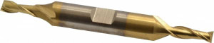 Cleveland 3/16", 7/16" LOC, 3/8" Shank Diam, 3-1/4" OAL, 2 Flute, High Speed Steel Square End Mill Double End, TiN Finish, Spiral Flute, 30° Helix, Centercutting, Right Hand Cut, Right Hand Flute, Series HD-2 C33652 - 87391751