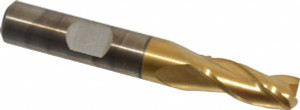 Cleveland 5/16", 3/4" LOC, 3/8" Shank Diam, 2-1/2" OAL, 3 Flute, High Speed Steel Square End Mill Single End, TiN Finish, Spiral Flute, 30° Helix, Centercutting, Right Hand Cut, Right Hand Flute, Series HG-3 C39675 - 87411831