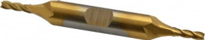 Cleveland 1/8", 3/8" LOC, 3/8" Shank Diam, 3-1/16" OAL, 4 Flute, Cobalt Square End Mill Double End, TiN Finish, Spiral Flute, 30° Helix, Centercutting, Right Hand Cut, Right Hand Flute, Series HDC-4C C32941 - 87422838