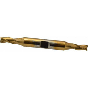 Cleveland 1/4", 5/8" LOC, 3/8" Shank Diam, 3-3/8" OAL, 3 Flute, High Speed Steel Square End Mill Double End, TiN Finish, Spiral Flute, 30° Helix, Centercutting, Right Hand Cut, Right Hand Flute, Series HD-3 C39600 - 87414751