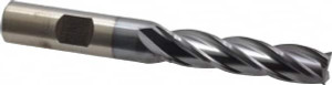 Cleveland 7/16", 1-3/4" LOC, 1/2" Shank Diam, 3-3/4" OAL, 4 Flute, High Speed Steel Square End Mill Single End, TiCN Finish, Spiral Flute, 30° Helix, Centercutting, Right Hand Cut, Right Hand Flute, Series HG-4C C33414 - 87415675