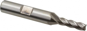 Cleveland 7/32", 5/8" LOC, 3/8" Shank Diam, 2-7/16" OAL, 4 Flute, Powdered Metal Square End Mill Single End, Uncoated, Spiral Flute, 37° Helix, Centercutting, Right Hand Cut, Right Hand Flute, Series PM-4 C43281 - 87433413